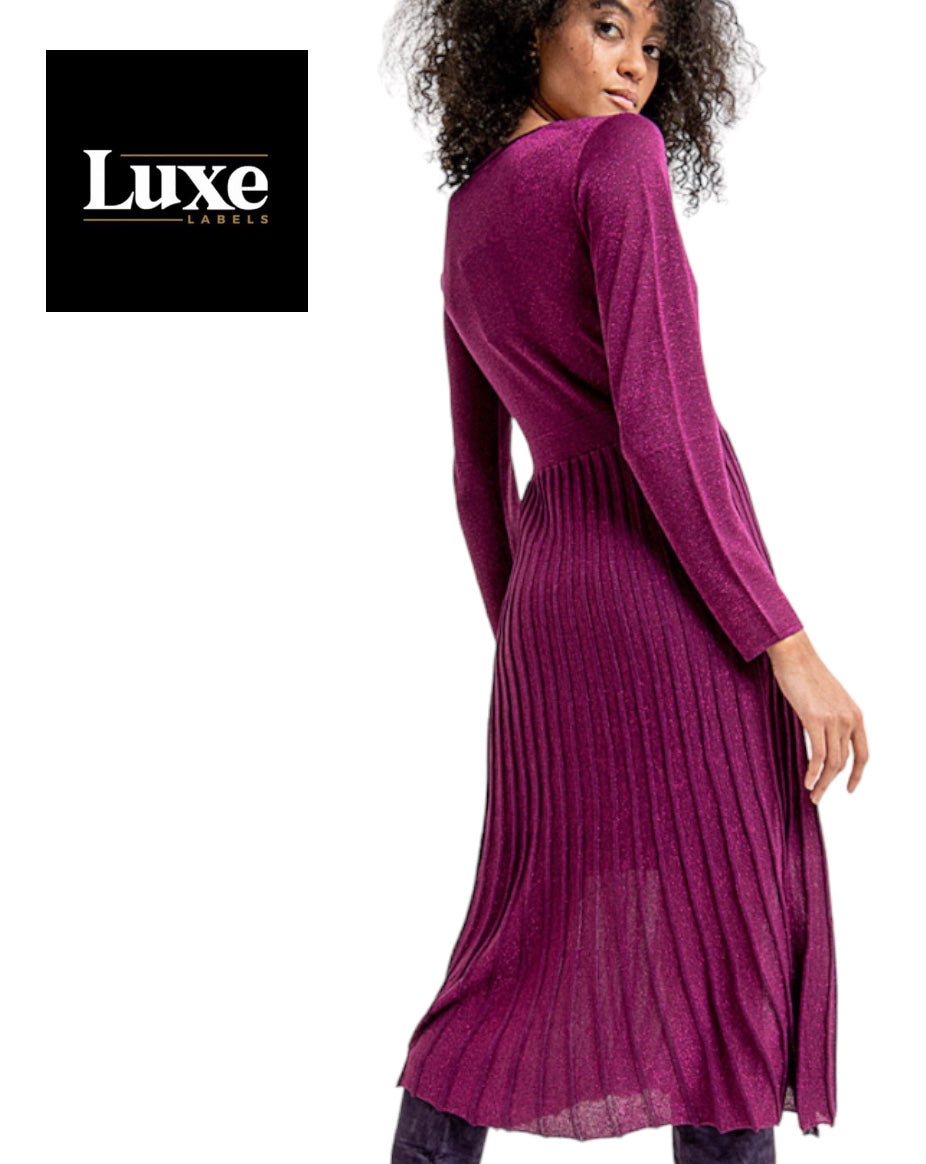 Surkana Lurex Crossover Style Pleated Dress