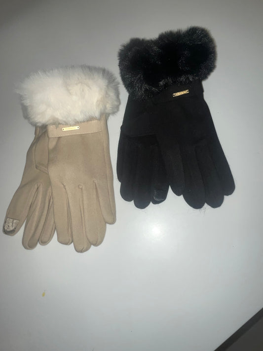 Faux Fur Trim Gloves