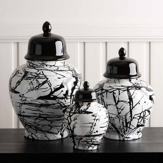 Art Splash Black & White Ginger Jar - 3 Sizes