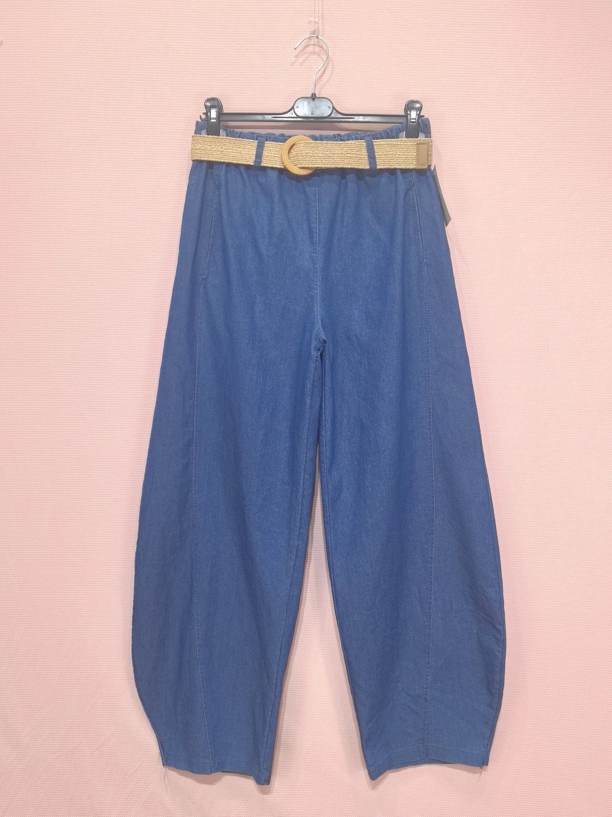Rhea Barrel Leg Soft Chambray Denim Pants
