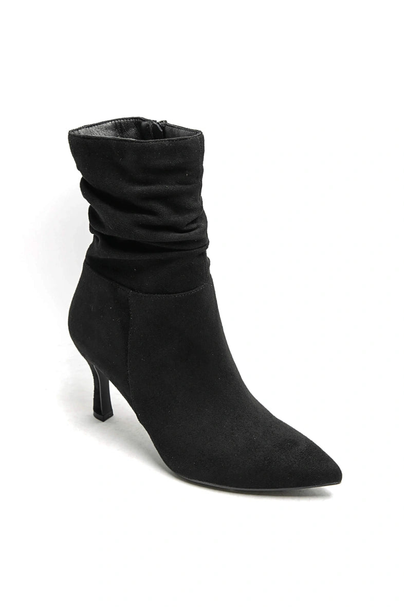 Black Suede 3" Kitten Heel Ankle Boots