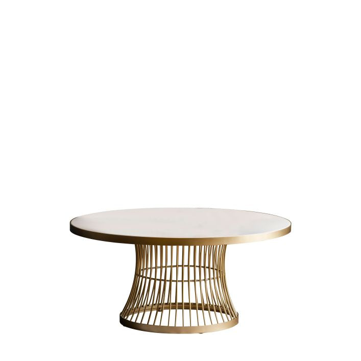 Berkley White Marble Top Coffee Table - Champagne