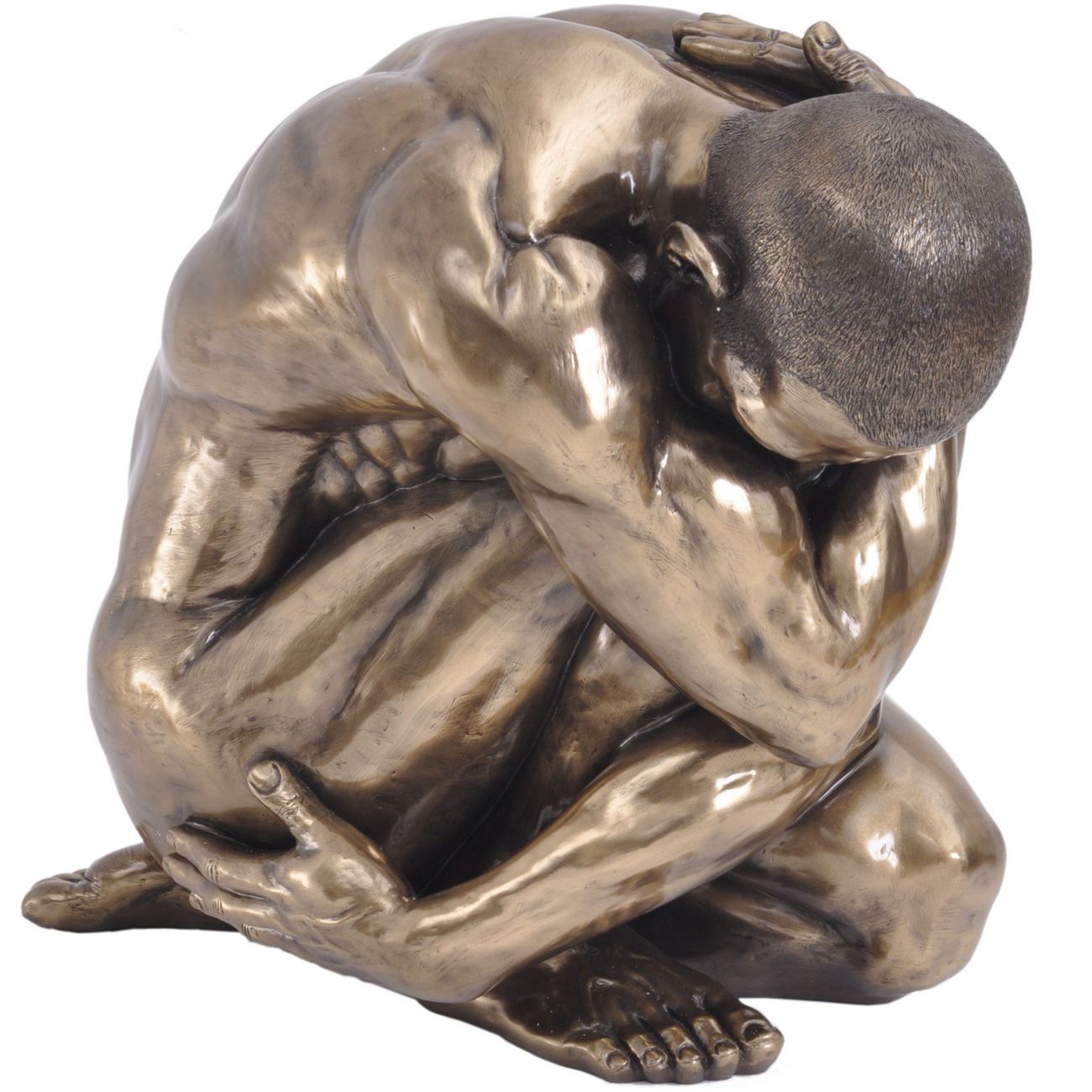 Polyresin Upscaled Keswick Male Nude Statue - Clutching