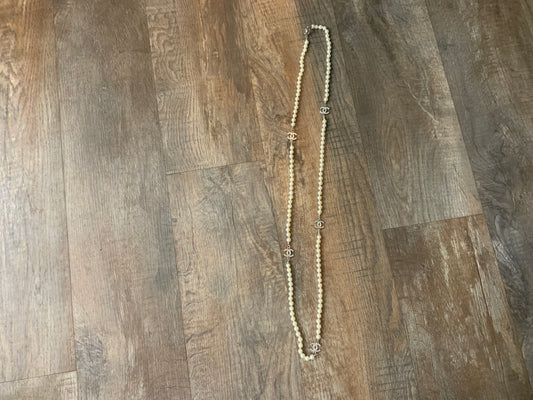 CC Long Pearl Necklace