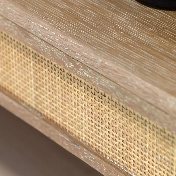 Positano Oak and Rattan Open Wardrobe