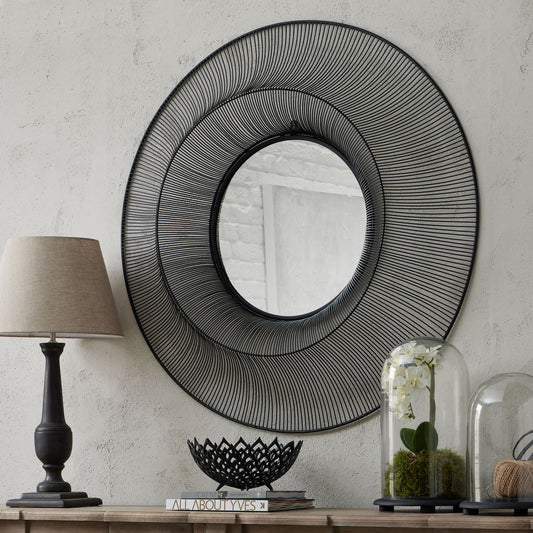 Black Large Wire Mirror - 120 x 120