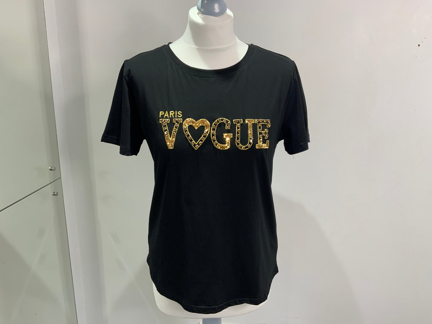 Golden “Vogue” Embellished T- Shirt