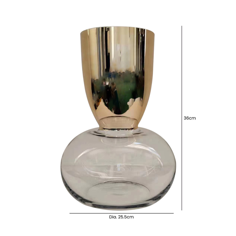 Gold & Clear Base Glass Vase - 3 Size Options