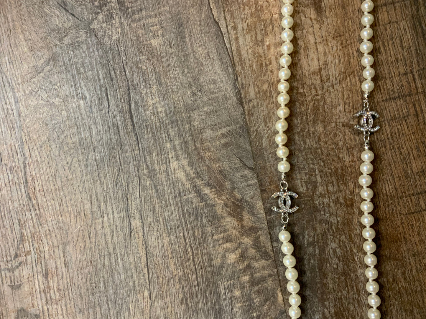 CC Long Pearl Necklace