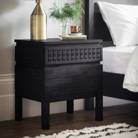 Bali 2 Drawer Beside Chest - Black