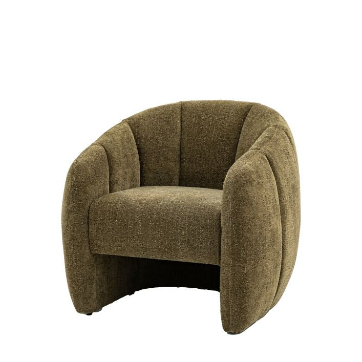 Huntley Moss Green Textured Fabric Tub Chair