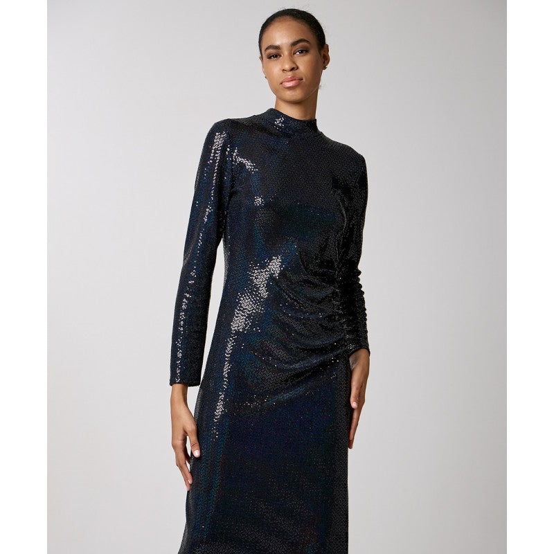 Access Fashion Midnight Navy Sequin Shimmer Midi Dress