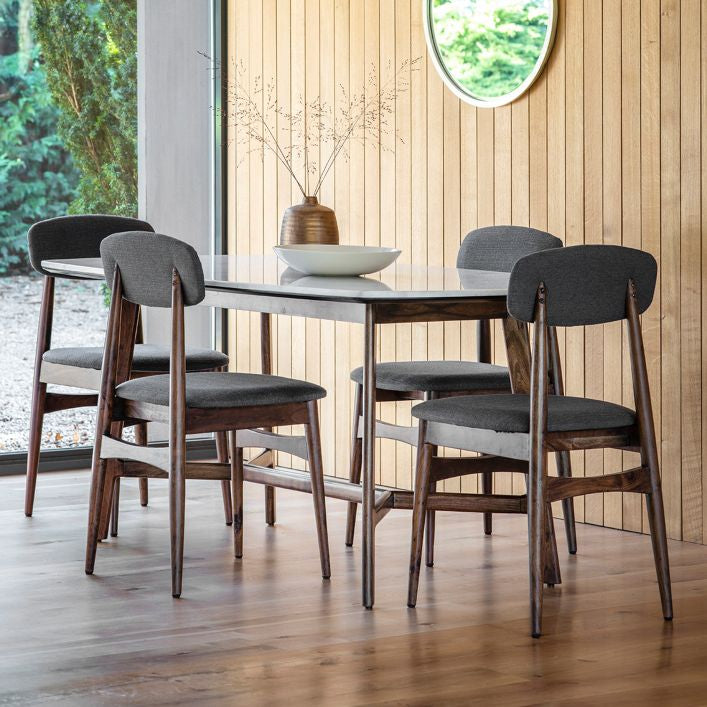 Milano Acacia and Marble Rectangle Dining Table - Seats 6
