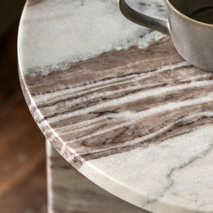 Remi Marble Side Table - Beige Marble