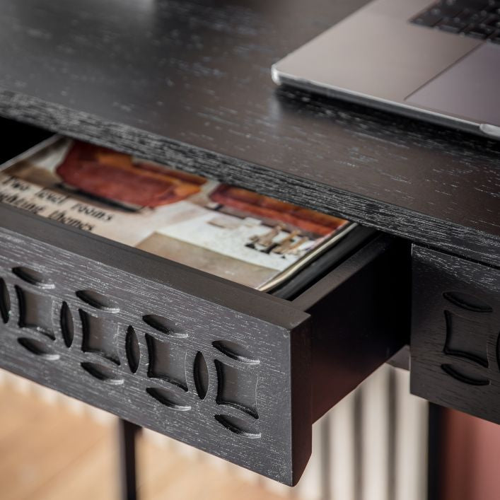 Bali 2 Drawer Desk - Black