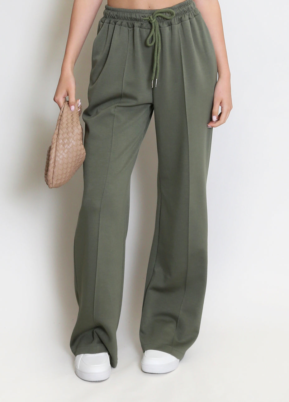 Elasticated Waist Super Soft Wide straight  Leg Trousers