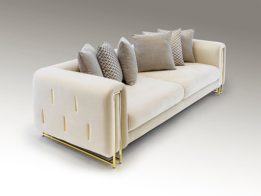 Signature Collection Viena Soft Velvet Upholstered 3 Seat Sofa - Ivory
