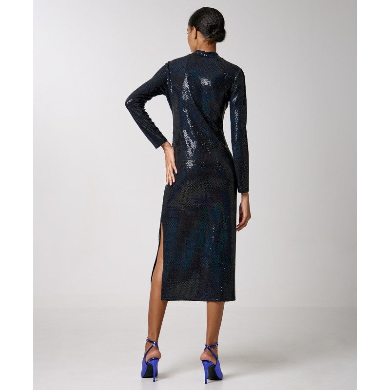 Access Fashion Midnight Navy Sequin Shimmer Midi Dress