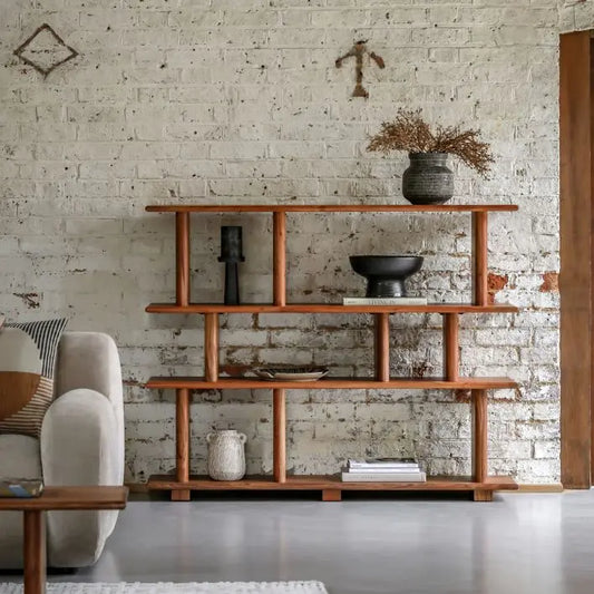 Loft Solid Wood Acacia Open Display Shelving Unit