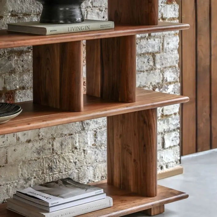 Loft Solid Wood Acacia Open Display Shelving Unit
