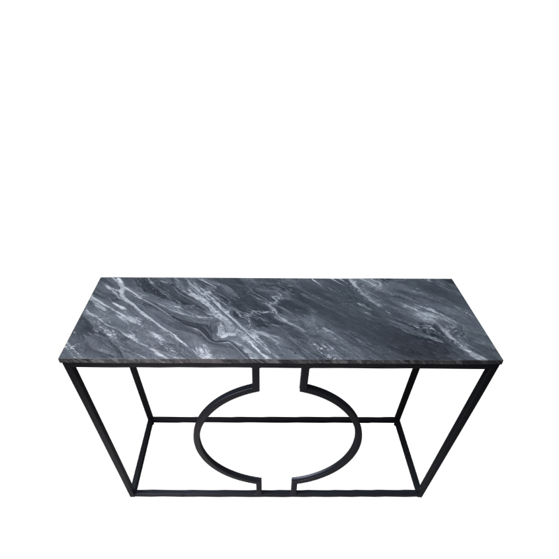 Black Metal Console Table with Marble effect Top