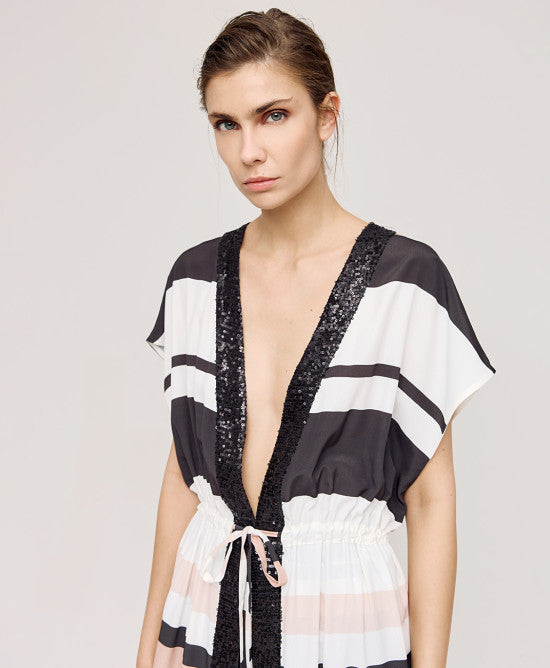 Access Fashion Striped kimono with Sequin Edge