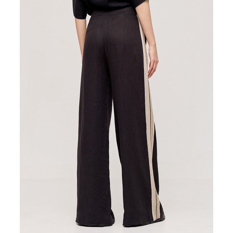 Access Fashion Linen Blend Trousers with Side Stipe Panel