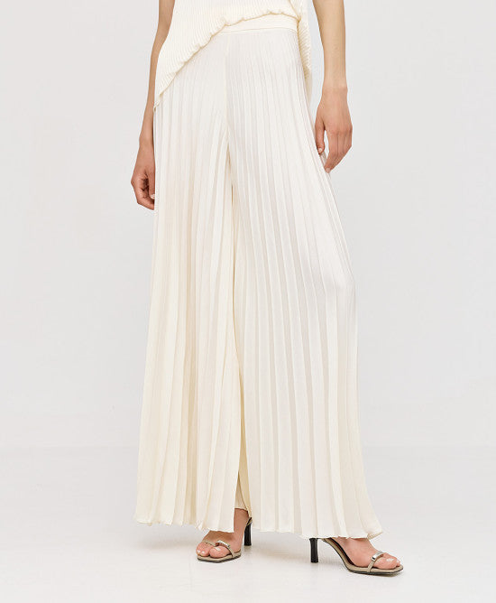 Access Fashion High Waist Wide Leg Pleated Pants - Vanilla Cream