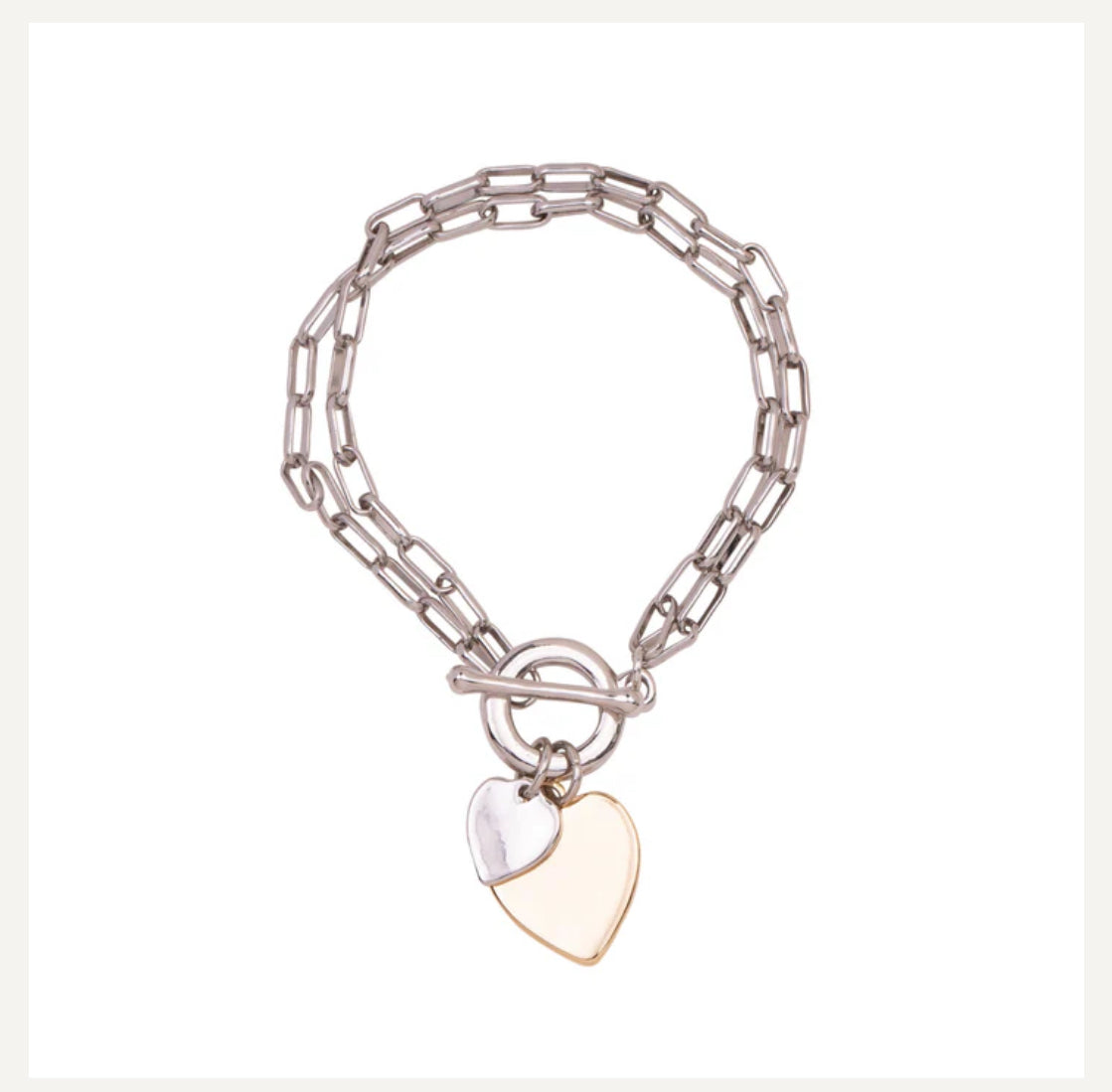 Sweetheart Double Gold/Silver Heart Chainlink Bracelet