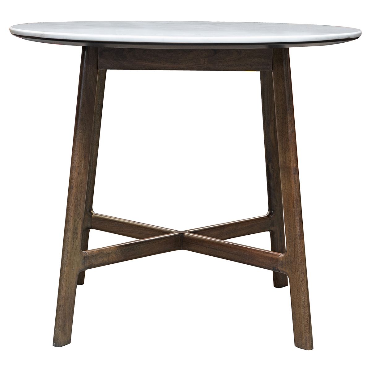 Marello Acacia Walnut Stained Round Dining Table with Marble Top
