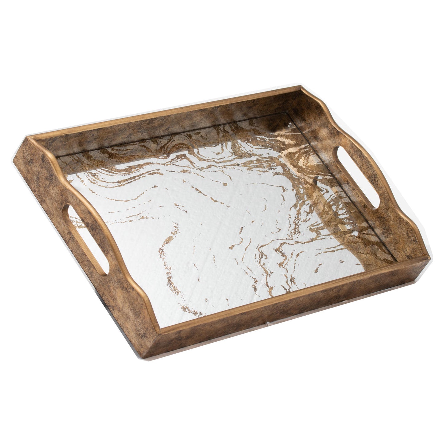 Augustus Large Gold Marbled Mirror Tray