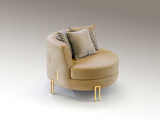 Signature Collection Viena Soft Velvet Upholstered Armchair - Beige/Gold