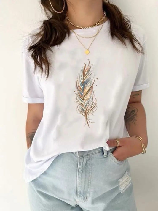 Feather Shimmer Multi Colour T-Shirt
