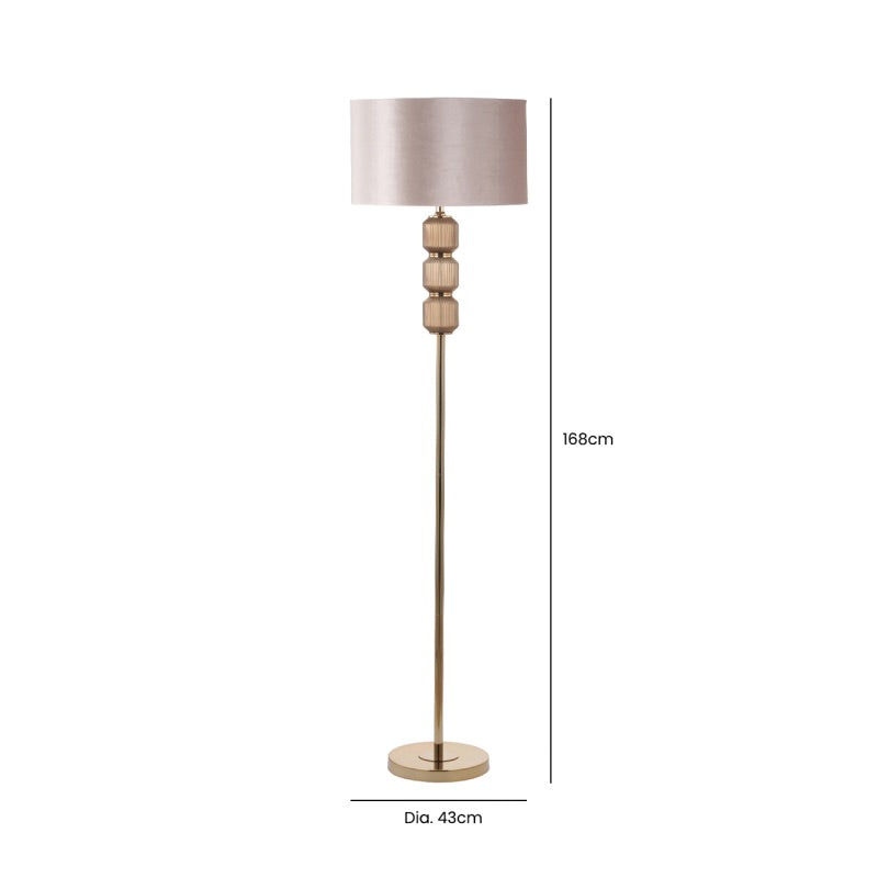 Romano Floor Standing Lamp with Champagne Velvet Shade - 168cm