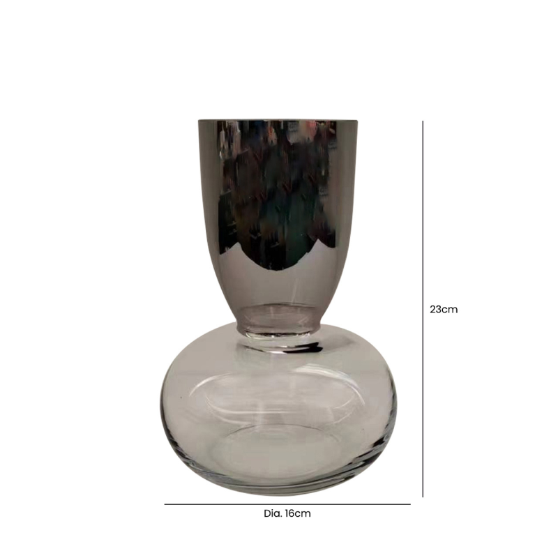 Chrome & Clear Base Glass Vase - 3 Size Options