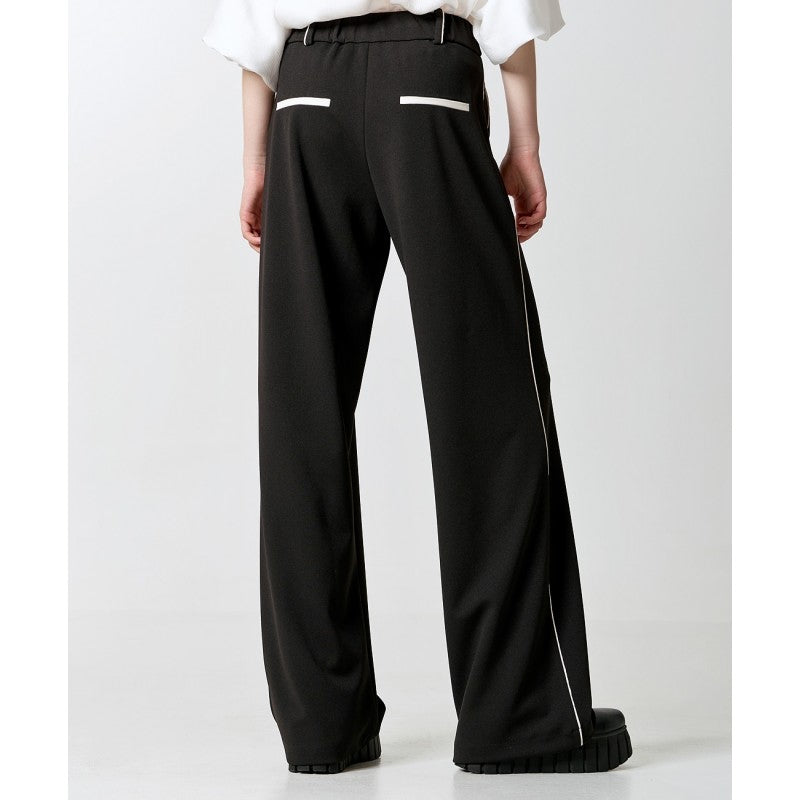 Access Fashion Wide Leg Black Pants with white piping