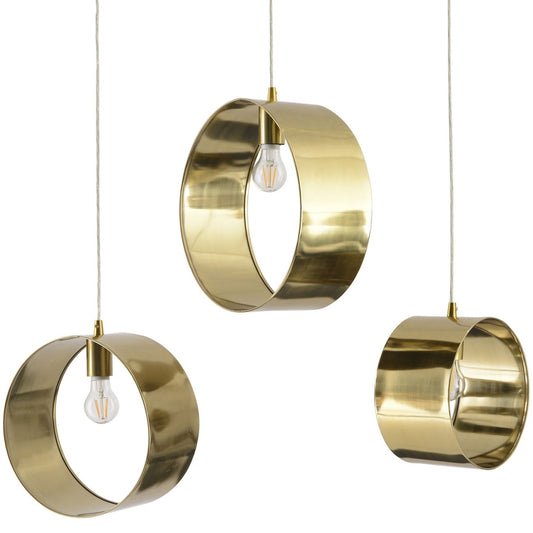 Libra Set Of 3 Gold Ring Pendants E27 60W 3