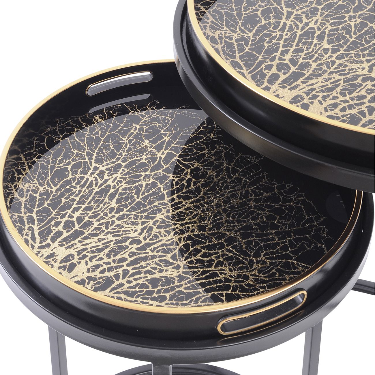 Coral Design Set of 2 Side Tray Tables