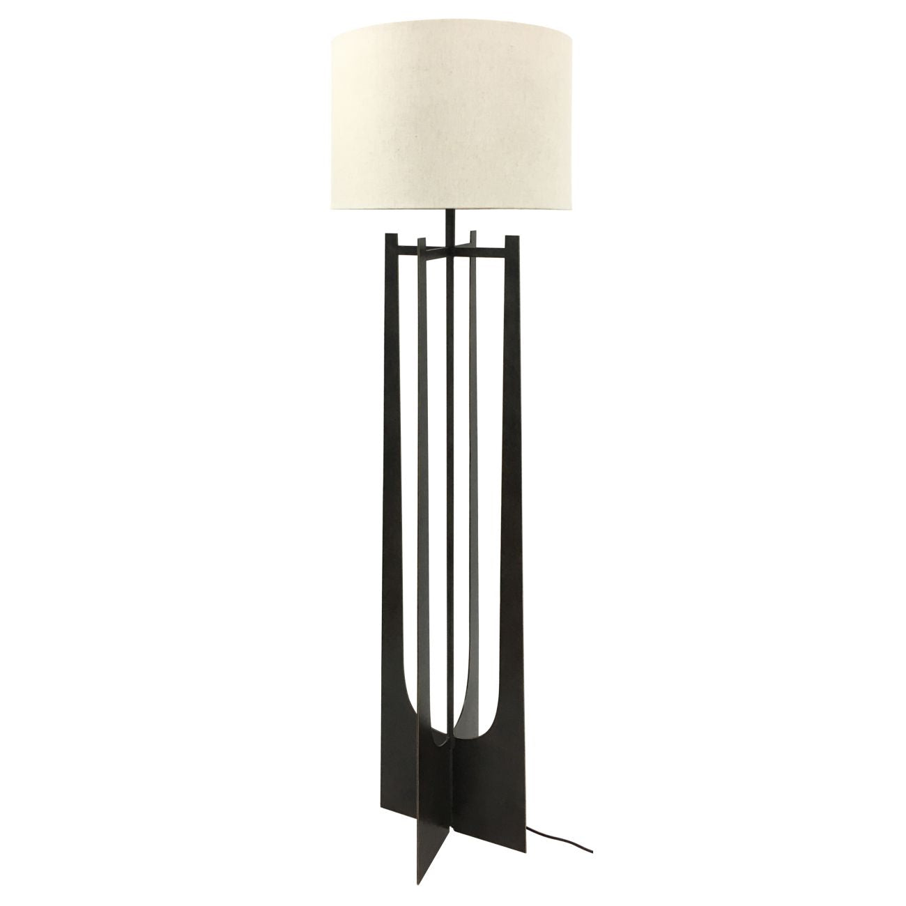 Libra Hammered Iron Floor Lamp with Linen Shade
