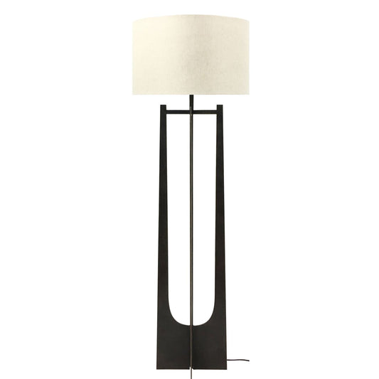 Libra Hammered Iron Floor Lamp with Linen Shade