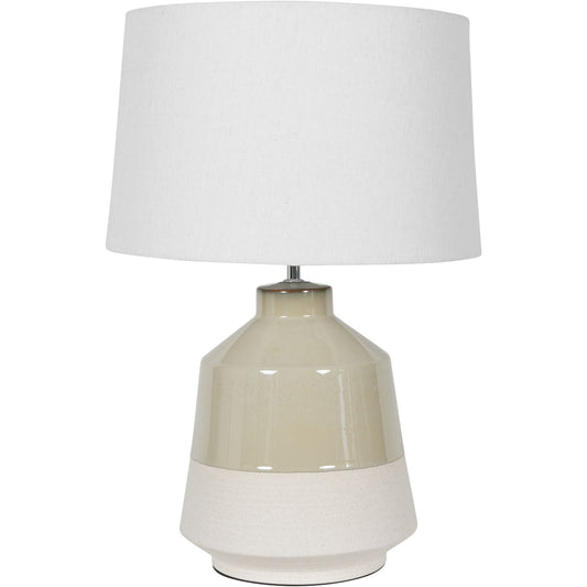 Libra Soft Green Dipped Glaze Table Lamp 58cm with Ivory Coolie Shade