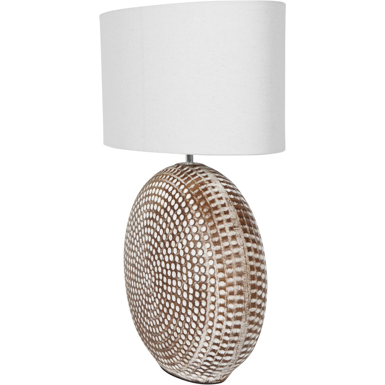 Libra Brown Ceramic Lamp - 65cm with Ivory Oval Drum Shade