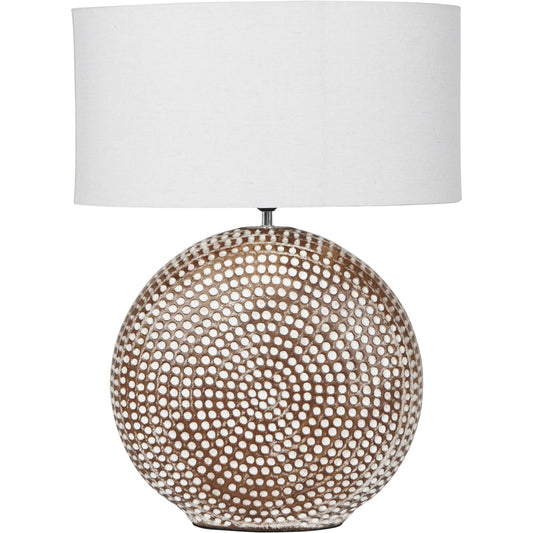 Libra Brown Ceramic Lamp - 65cm with Ivory Oval Drum Shade