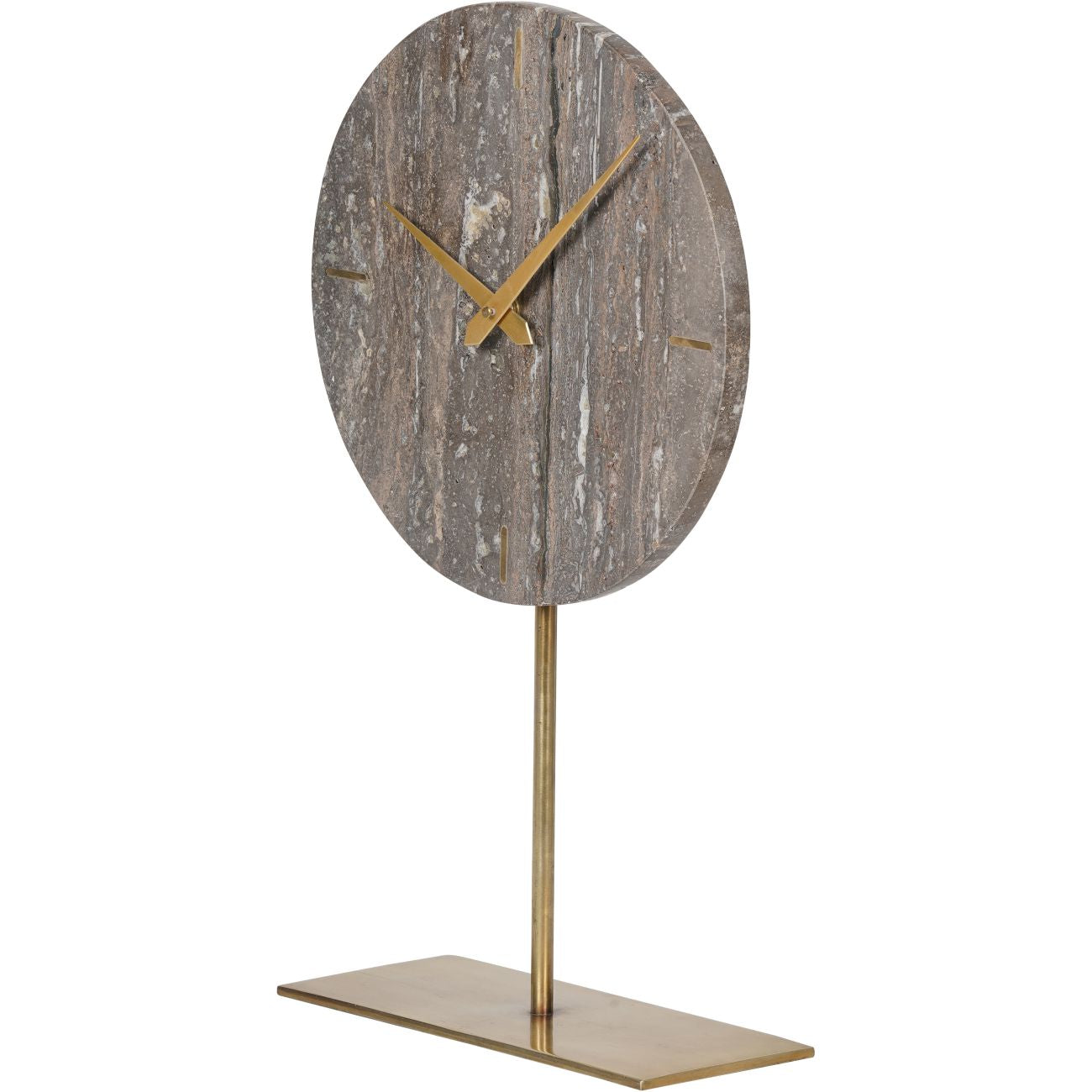 Dark Travertine Mantle Clock On Stand - 42cm
