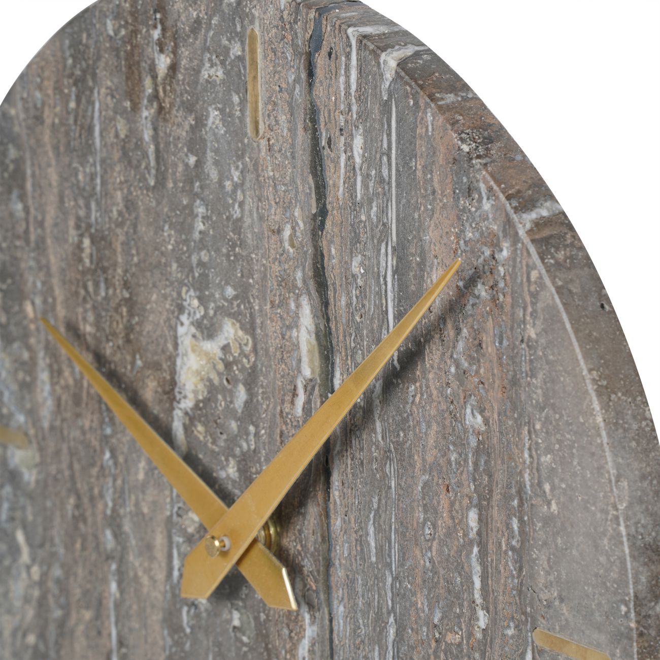 Dark Travertine Mantle Clock On Stand - 42cm