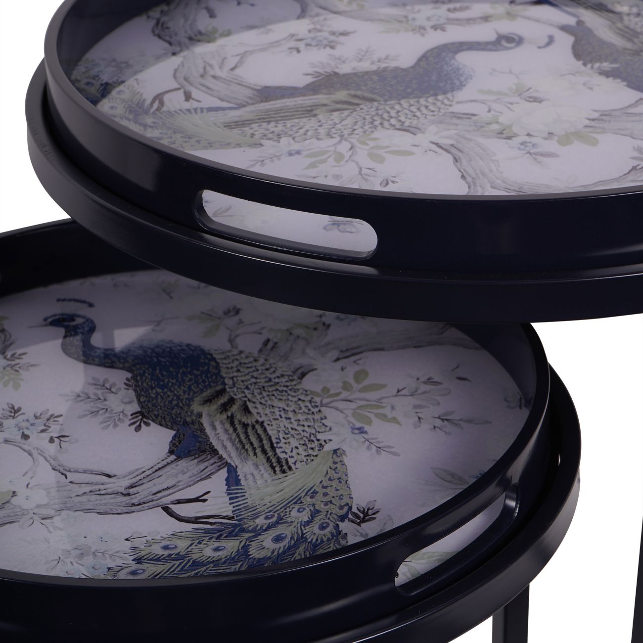 Laura Ashley Belvedere Peacock Print Set Of 2 Side Tables
