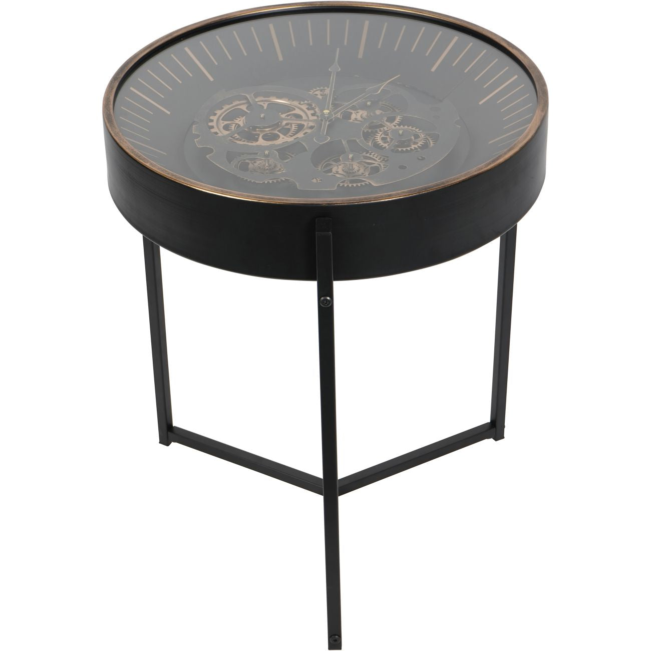 Side Table Clock with Moving Dials Black Gold