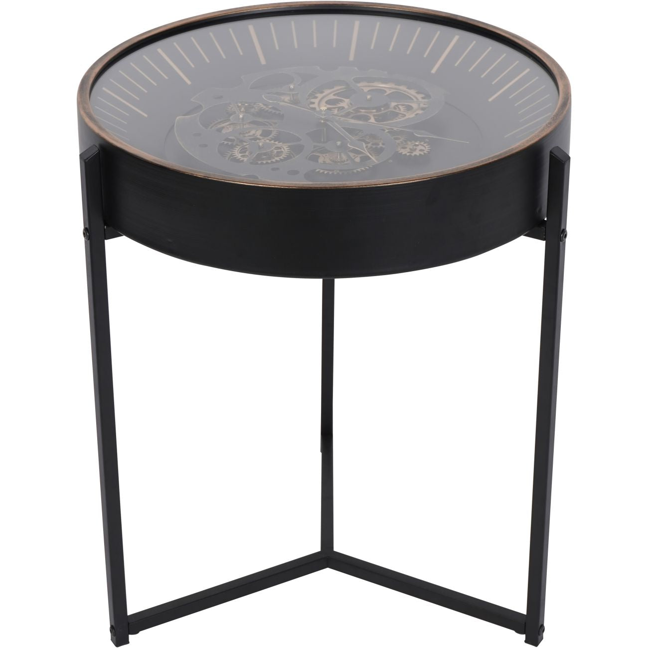 Side Table Clock with Moving Dials Black Gold