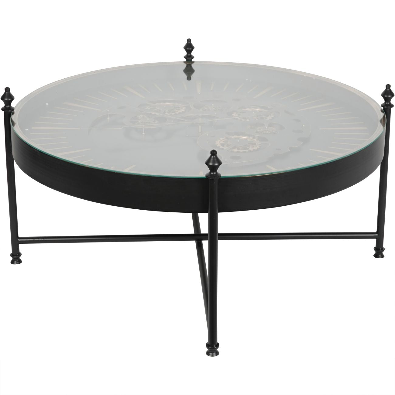 Coffee Clock Table with Moving Dials - Black Gold