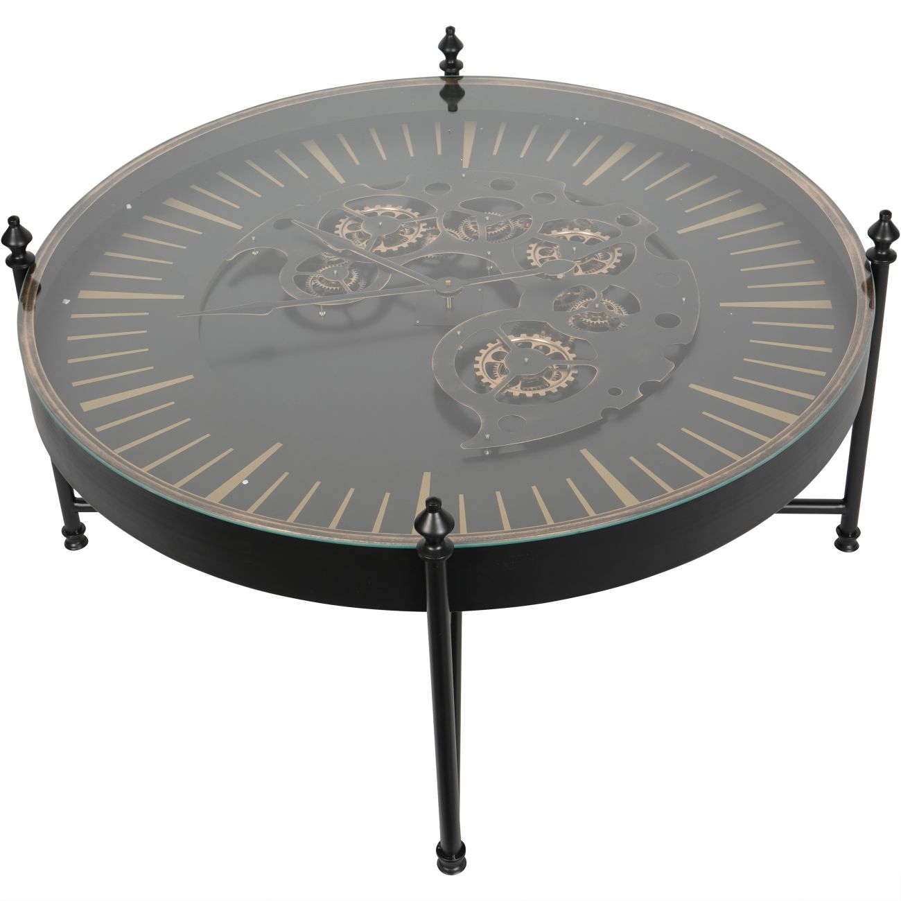 Coffee Clock Table with Moving Dials - Black Gold